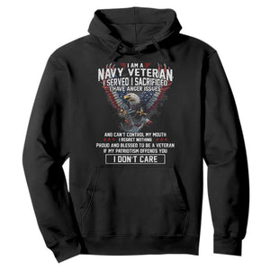 I Am Navy Veteran Hoodie I Served I Sacrificed I have Anger Issues Bald Eagle USA Flag TS11 Black Print Your Wear
