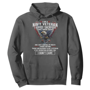 I Am Navy Veteran Hoodie I Served I Sacrificed I have Anger Issues Bald Eagle USA Flag TS11 Dark Heather Print Your Wear