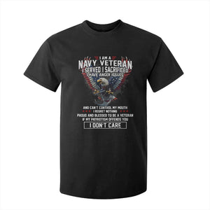 I Am Navy Veteran T Shirt For Kid I Served I Sacrificed I have Anger Issues Bald Eagle USA Flag TS11 Black Print Your Wear