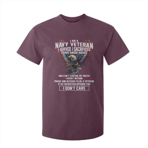 I Am Navy Veteran T Shirt For Kid I Served I Sacrificed I have Anger Issues Bald Eagle USA Flag TS11 Maroon Print Your Wear