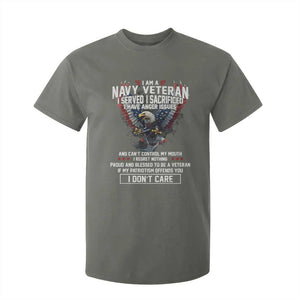 I Am Navy Veteran T Shirt For Kid I Served I Sacrificed I have Anger Issues Bald Eagle USA Flag TS11 Military Green Print Your Wear