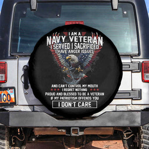 I Am Navy Veteran Spare Tire Cover I Served I Sacrificed I have Anger Issues Bald Eagle USA Flag TS11 No hole Black Print Your Wear