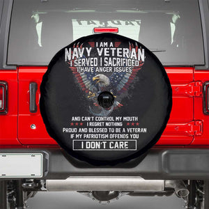 I Am Navy Veteran Spare Tire Cover I Served I Sacrificed I have Anger Issues Bald Eagle USA Flag TS11 Black Print Your Wear