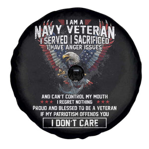I Am Navy Veteran Spare Tire Cover I Served I Sacrificed I have Anger Issues Bald Eagle USA Flag TS11 Print Your Wear