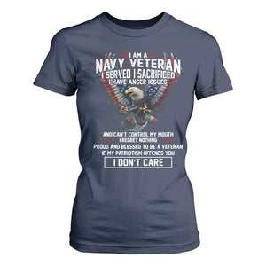I Am Navy Veteran T Shirt For Women I Served I Sacrificed I have Anger Issues Bald Eagle USA Flag TS11 Navy Print Your Wear