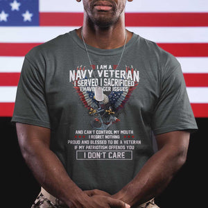 I Am Navy Veteran T Shirt I Served I Sacrificed I have Anger Issues Bald Eagle USA Flag TS11 Dark Heather Print Your Wear