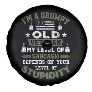I Am A Grumpy Old Veteran My Level Of Sarcasm Depends On Your Level Of Stupidity Spare Tire Cover TS11 Print Your Wear