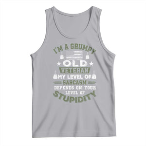 I Am A Grumpy Old Veteran My Level Of Sarcasm Depends On Your Level Of Stupidity Tank Top TS11 Athletic Heather Print Your Wear