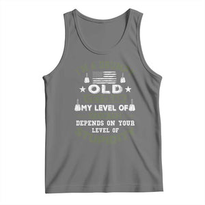 I Am A Grumpy Old Veteran My Level Of Sarcasm Depends On Your Level Of Stupidity Tank Top TS11 Black Heather Print Your Wear