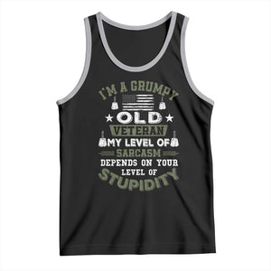 I Am A Grumpy Old Veteran My Level Of Sarcasm Depends On Your Level Of Stupidity Tank Top TS11 Black Athletic Heather Print Your Wear