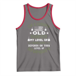 I Am A Grumpy Old Veteran My Level Of Sarcasm Depends On Your Level Of Stupidity Tank Top TS11 Deep Heather Red Print Your Wear