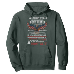 I Am A Grumpy Veteran I Served I Sacrificed I Dont Regret Hoodie American Flag Bald Eagle TS11 Dark Forest Green Print Your Wear