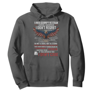 I Am A Grumpy Veteran I Served I Sacrificed I Dont Regret Hoodie American Flag Bald Eagle TS11 Dark Heather Print Your Wear