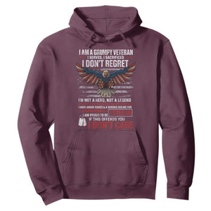 I Am A Grumpy Veteran I Served I Sacrificed I Dont Regret Hoodie American Flag Bald Eagle TS11 Maroon Print Your Wear