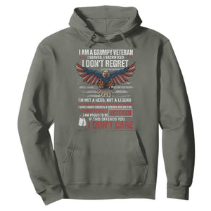 I Am A Grumpy Veteran I Served I Sacrificed I Dont Regret Hoodie American Flag Bald Eagle TS11 Military Green Print Your Wear