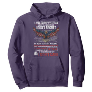 I Am A Grumpy Veteran I Served I Sacrificed I Dont Regret Hoodie American Flag Bald Eagle TS11 Purple Print Your Wear