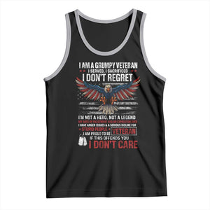 I Am A Grumpy Veteran I Served I Sacrificed I Dont Regret Tank Top American Flag Bald Eagle TS11 Black Athletic Heather Print Your Wear
