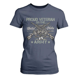 Proud Veteran Of The United States Army T Shirt For Women USA Flag Camouflage TS11 Navy Print Your Wear