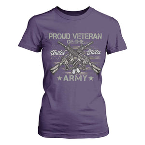 Proud Veteran Of The United States Army T Shirt For Women USA Flag Camouflage TS11 Purple Print Your Wear