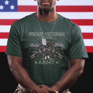 Proud Veteran Of The United States Army T Shirt USA Flag Camouflage TS11 Dark Forest Green Print Your Wear
