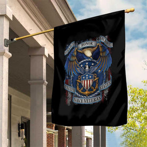 US Navy Veteran Service Honor Sacrifice Garden Flag Vintage Bald Eagle American Flag Anchor TS11 Print Your Wear
