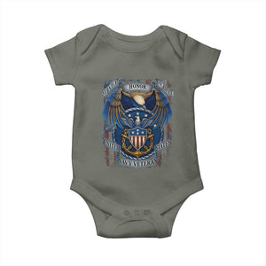 US Navy Veteran Service Honor Sacrifice Baby Onesie Vintage Bald Eagle American Flag Anchor TS11 Military Green Print Your Wear