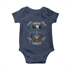 US Navy Veteran Service Honor Sacrifice Baby Onesie Vintage Bald Eagle American Flag Anchor TS11 Navy Print Your Wear