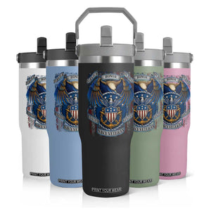 US Navy Veteran Service Honor Sacrifice Flip Straw Tumbler Vintage Bald Eagle American Flag Anchor TS11 Print Your Wear