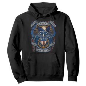 US Navy Veteran Service Honor Sacrifice Hoodie Vintage Bald Eagle American Flag Anchor TS11 Black Print Your Wear