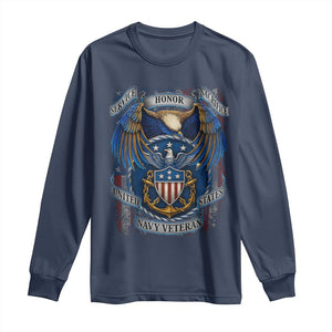 US Navy Veteran Service Honor Sacrifice Long Sleeve Shirt Vintage Bald Eagle American Flag Anchor TS11 Navy Print Your Wear