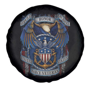 US Navy Veteran Service Honor Sacrifice Spare Tire Cover Vintage Bald Eagle American Flag Anchor TS11 Print Your Wear