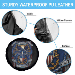 US Navy Veteran Service Honor Sacrifice Spare Tire Cover Vintage Bald Eagle American Flag Anchor TS11 Print Your Wear