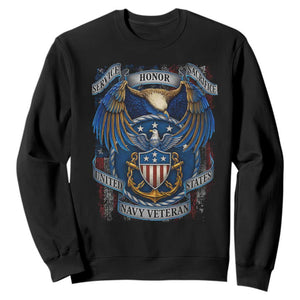 US Navy Veteran Service Honor Sacrifice Sweatshirt Vintage Bald Eagle American Flag Anchor TS11 Black Print Your Wear
