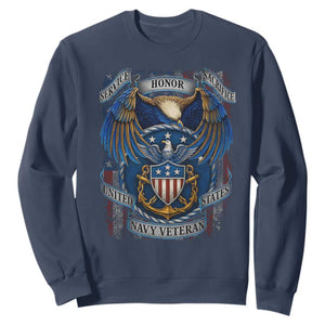 US Navy Veteran Service Honor Sacrifice Sweatshirt Vintage Bald Eagle American Flag Anchor TS11 Navy Print Your Wear