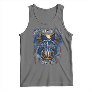 US Navy Veteran Service Honor Sacrifice Tank Top Vintage Bald Eagle American Flag Anchor TS11 Black Heather Print Your Wear