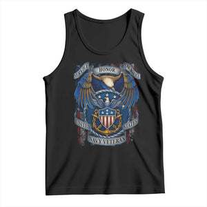 US Navy Veteran Service Honor Sacrifice Tank Top Vintage Bald Eagle American Flag Anchor TS11 Black Print Your Wear