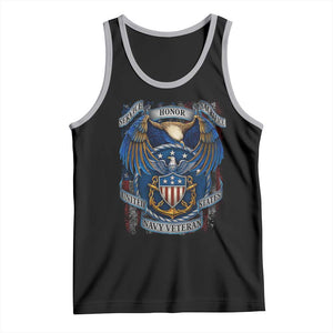 US Navy Veteran Service Honor Sacrifice Tank Top Vintage Bald Eagle American Flag Anchor TS11 Black Athletic Heather Print Your Wear