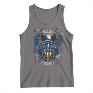 US Navy Veteran Service Honor Sacrifice Tank Top Vintage Bald Eagle American Flag Anchor TS11 Deep Heather Print Your Wear