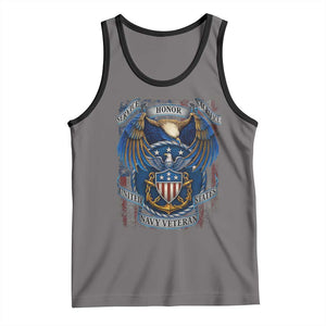 US Navy Veteran Service Honor Sacrifice Tank Top Vintage Bald Eagle American Flag Anchor TS11 Deep Heather Black Print Your Wear