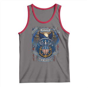US Navy Veteran Service Honor Sacrifice Tank Top Vintage Bald Eagle American Flag Anchor TS11 Deep Heather Red Print Your Wear