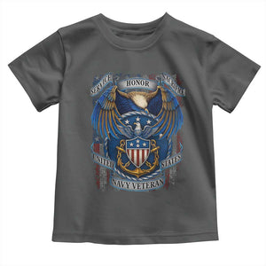 US Navy Veteran Service Honor Sacrifice Toddler T Shirt Vintage Bald Eagle American Flag Anchor TS11 Dark Heather Print Your Wear