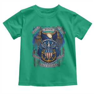 US Navy Veteran Service Honor Sacrifice Toddler T Shirt Vintage Bald Eagle American Flag Anchor TS11 Irish Green Print Your Wear