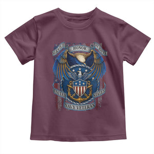 US Navy Veteran Service Honor Sacrifice Toddler T Shirt Vintage Bald Eagle American Flag Anchor TS11 Maroon Print Your Wear