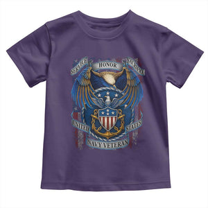 US Navy Veteran Service Honor Sacrifice Toddler T Shirt Vintage Bald Eagle American Flag Anchor TS11 Purple Print Your Wear