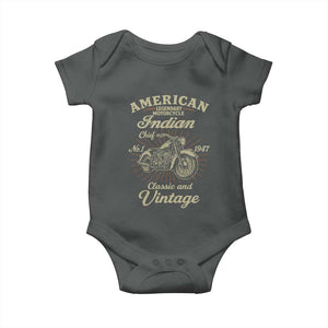 American Legendary Motorcycle Indian Chief Baby Onesie Classic And Vintage Bikers Club TS11 Dark Heather Print Your Wear