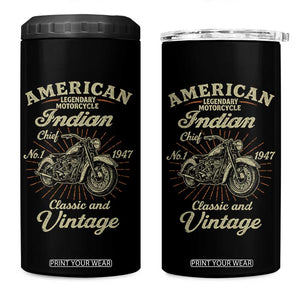 American Legendary Motorcycle Indian Chief 4 in 1 Can Cooler Tumbler Classic And Vintage Bikers Club TS11 One Size: 16 oz Black Print Your Wear