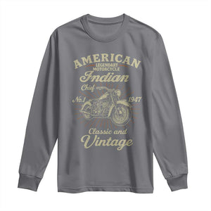 American Legendary Motorcycle Indian Chief Long Sleeve Shirt - Classic Vintage Bikers Club Tee TS11 Charcoal Print Your Wear