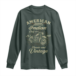 American Legendary Motorcycle Indian Chief Long Sleeve Shirt - Classic Vintage Bikers Club Tee TS11 Dark Forest Green Print Your Wear