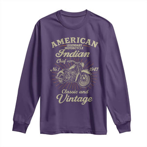 American Legendary Motorcycle Indian Chief Long Sleeve Shirt - Classic Vintage Bikers Club Tee TS11 Purple Print Your Wear