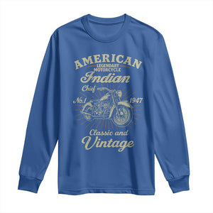 American Legendary Motorcycle Indian Chief Long Sleeve Shirt - Classic Vintage Bikers Club Tee TS11 Royal Blue Print Your Wear